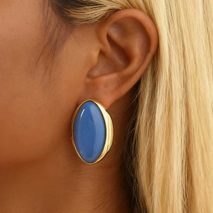 Exaggerated Retro Geometric Ellipse Stud Earrings | Personality Oval Dangle Jewelry for Women