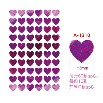 10 Sheets Glitter Heart Stickers | Mini Heart Stickers for DIY Decor