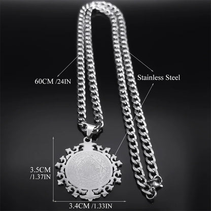 Seven Archangels Amulet Necklace | Stainless Steel Seal of Salomon Protection Talisman