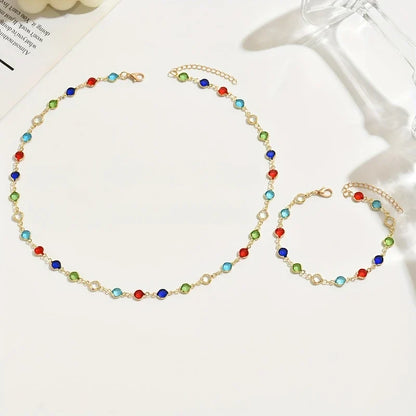 Personalized Color Inlaid Zirconia Jewelry Set | Trendy Necklace and Bracelet for Women