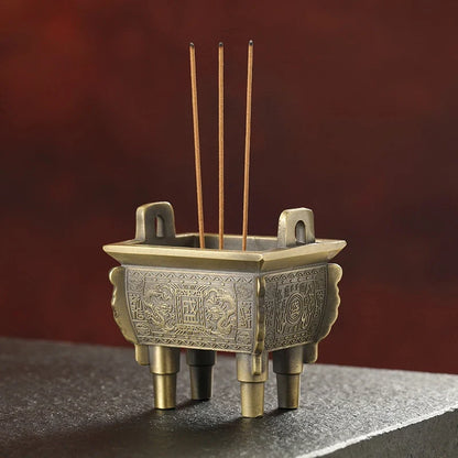 Mini Bronze Incense Burner | Chinese Retro Dragon Carving Decoration