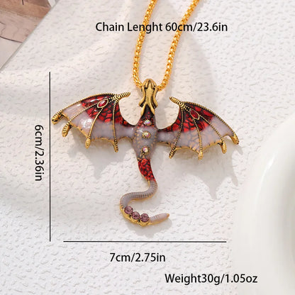 Goth Fly Dragon Pendant Necklace | Punk Snake Chain Choker for Men and Women
