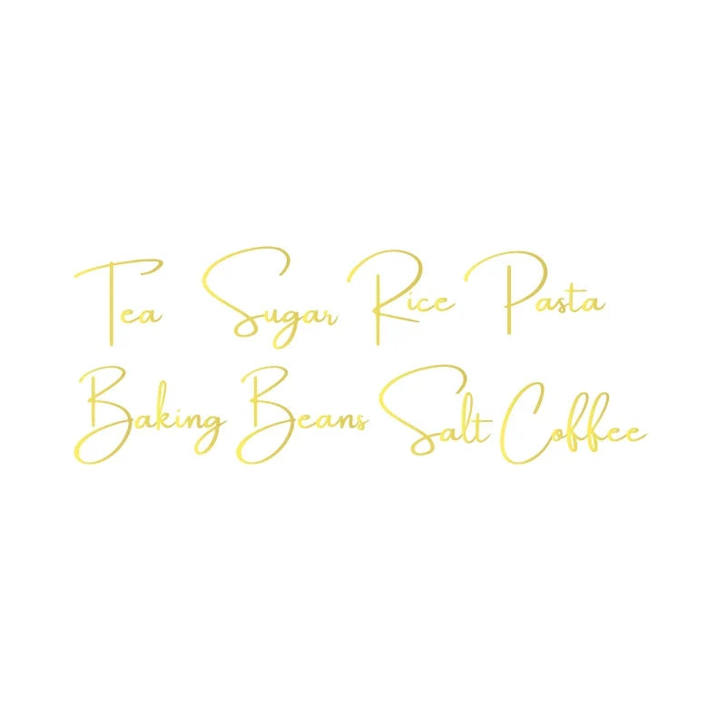 Kitchen Canister Labels Sticker Set | Waterproof Vinyl Decals for Tea Coffee Sugar