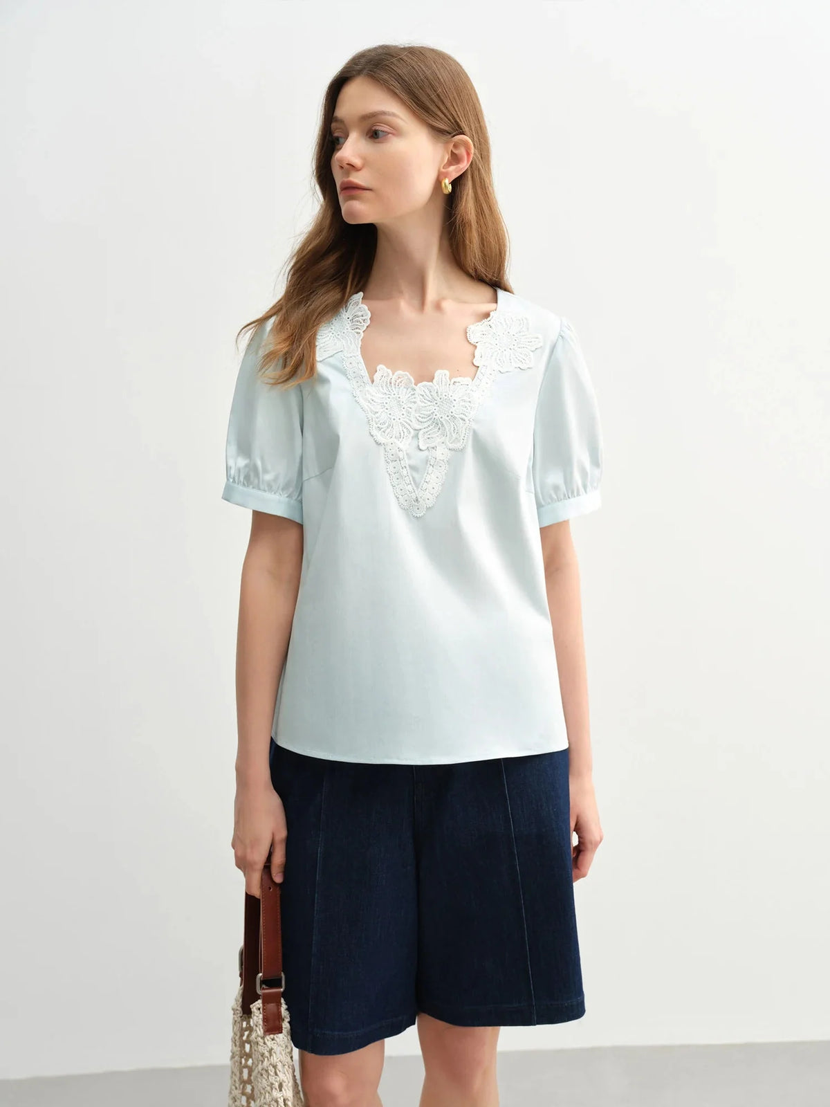 Plus Size Lace Blouse Summer Embroidery Top