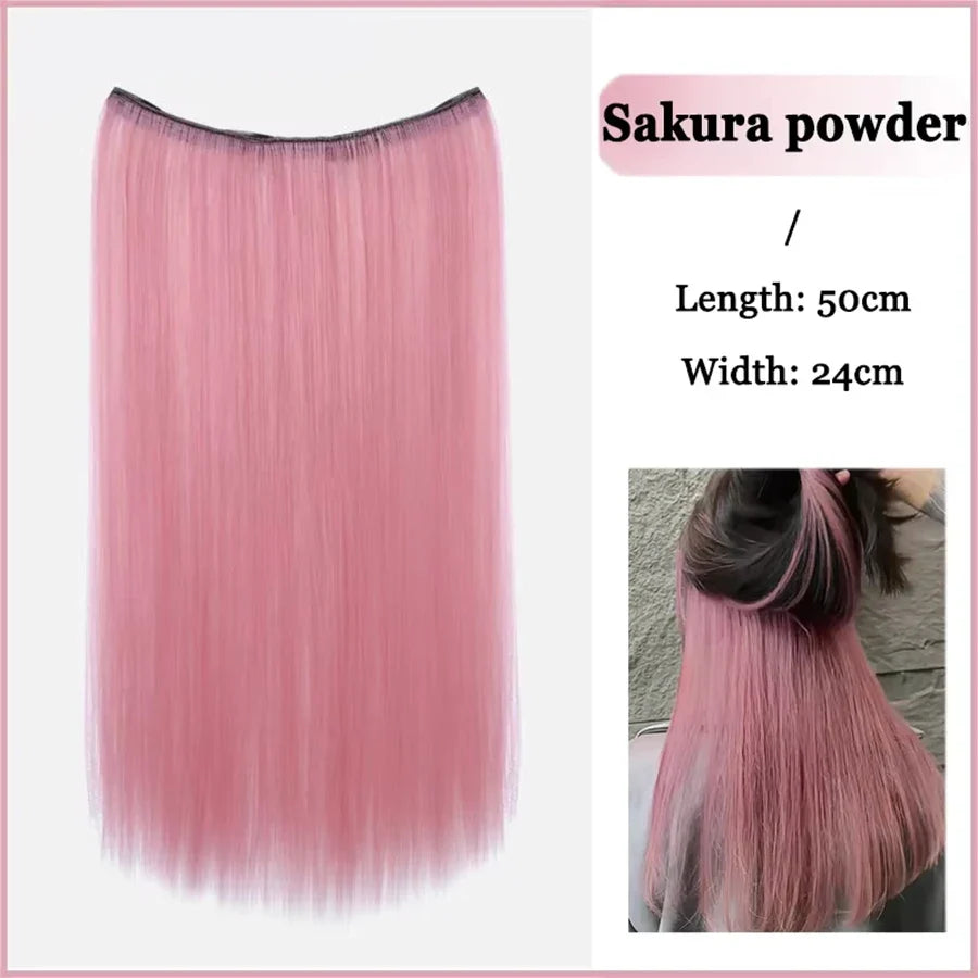 Synthetic Long Straight Clip In Hair Extension | 4 Clips Hidden Hair Piece Wig