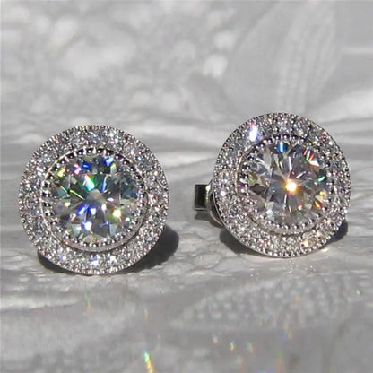 Huitan AAA CZ Stud Earrings for Women | Romantic Elegant Cubic Zirconia Jewelry in 7 Colors