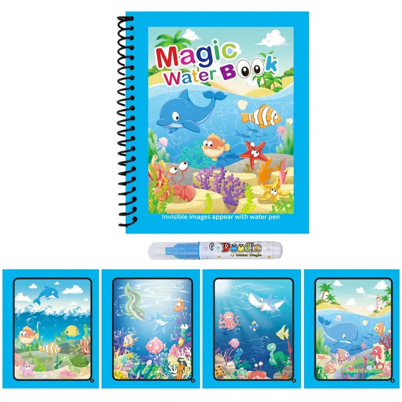 Cartoon Watercolor Painting Magic Book | Mess-Free Reusable Water Drawing Pad for Kids