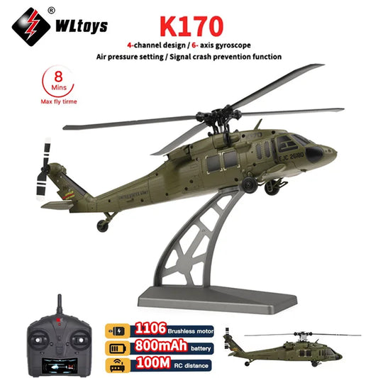 WLtoys K170 RC Helicopter 2.4G 6-Aixs Gyroscope 4CH Altitude Hold Optical Flow Remote Control Helicopter Toys for Children