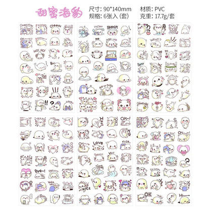 6Pcs Waterproof Cartoon Sticker Set | Cute DIY Decals for Laptops, Phones, and Planners