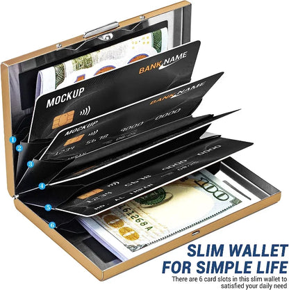 RFID Blocking Credit Card Holder | Slim Metal Wallet for 6 Cards