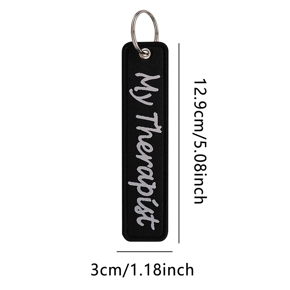 Embroidery Key Fob Keychain | Black Tag for Cars Motorcycles