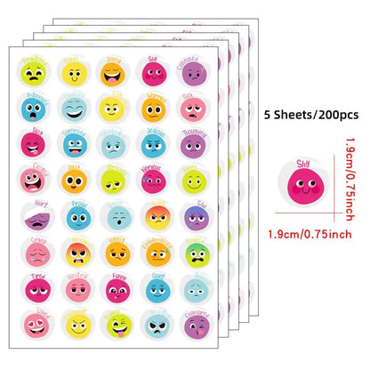 200 Pcs Emotional Feelings Stickers Set | Funny Mood Stickers for Student Emotional Support
