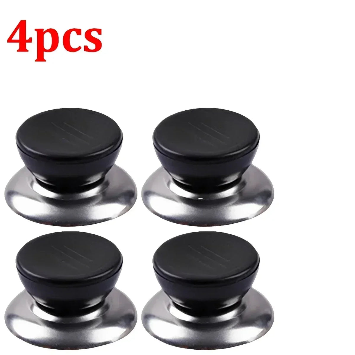 4 Pieces Universal Pot Lid Handle Knob Covers | Black and Silver Cookware Handles
