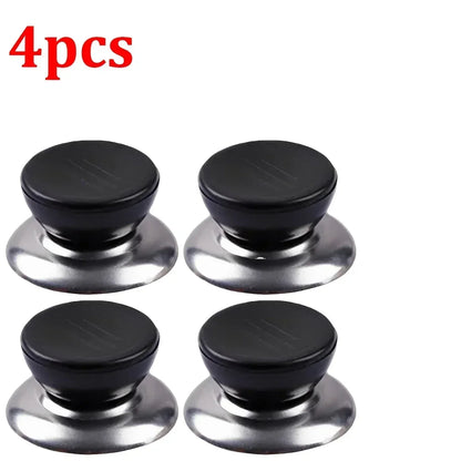 4 Pieces Universal Pot Lid Handle Knob Covers | Black and Silver Cookware Handles