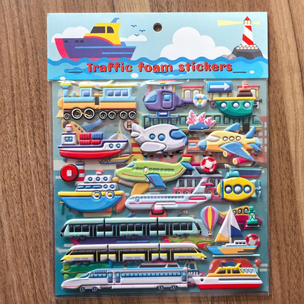 9 Styles Cute Double Layer 3D Foam Stickers | Alphabet, Cars, Food Cartoon for DIY Notebook, Journal & Phone Case Decoration