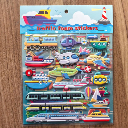 9 Styles Cute Double Layer 3D Foam Stickers | Alphabet Cars Food Cartoon for Notebook Journal Phone Case Decoration