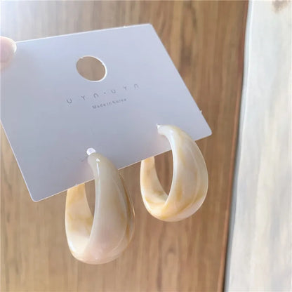 C-Shape Resin Hoop Earrings | Colorful Geometric Acrylic Jewelry for Women