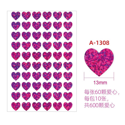 10 Sheets Glitter Heart Stickers | Mini Heart Stickers for DIY Decor