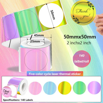 140Pcs 50x50mm Self-Adhesive Thermal Sticker Labels | Compatible with Phomemo M110 M220 M200 E210 P50 DETONG P1