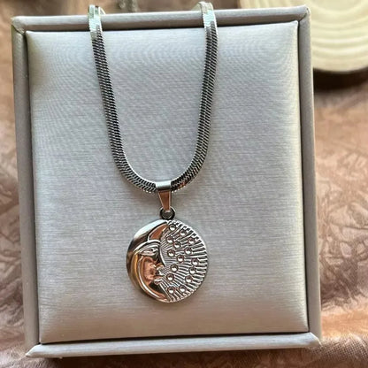 Stainless Steel OX Moon Necklace | Gold Plated Half Moon Blade Pendant