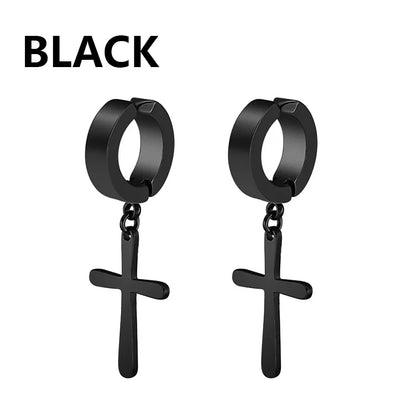 2pc Stainless Steel Cross Earrings Set | Gothic Punk Huggies for Men Women