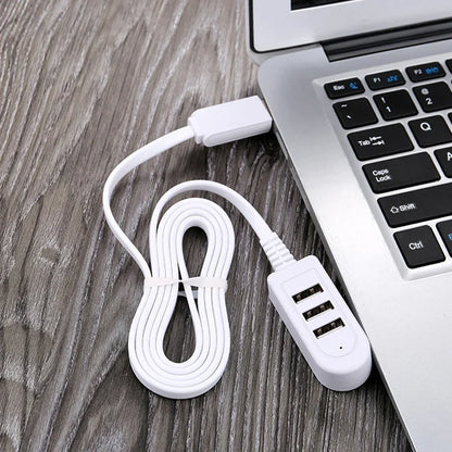 1.2M USB Cable Extension Hub | 3-Port Multi-Charging Splitter