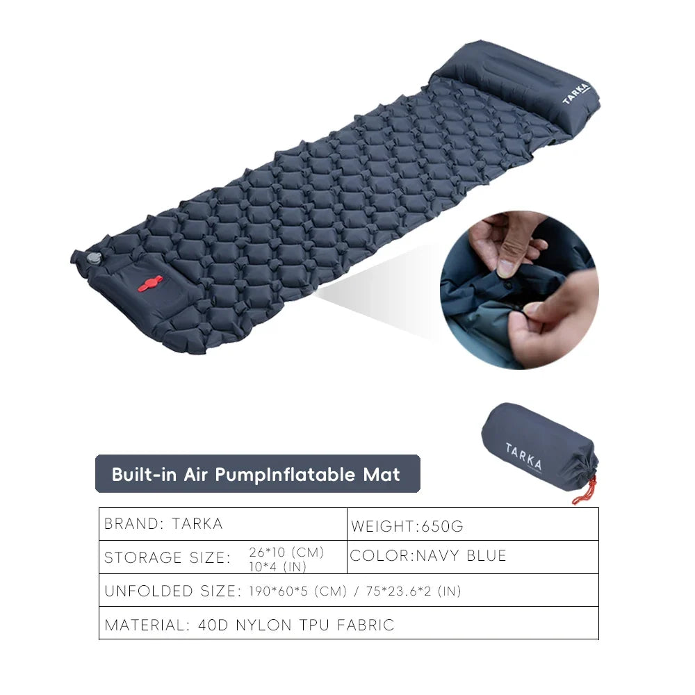 TARKA Inflatable Camping Mats Air Cushion With Pillow Outdoor Tourist Sleeping Pad Self-Inflating   Mattress For Hiking Climbing