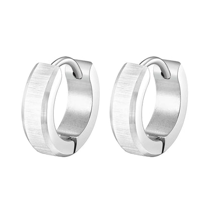 Stainless Steel Hoop Earrings for Men | Brushed Silver Small Hoops