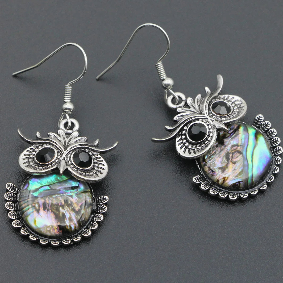 VILLWICE Shell Owl Drop Earrings | Antique Silver Plated Retro Jewelry