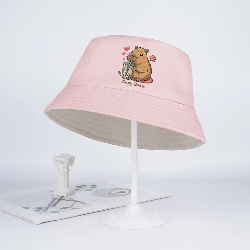 Kids Capybara Fisherman Hat | Cute Cartoon Sun Hat for Toddlers