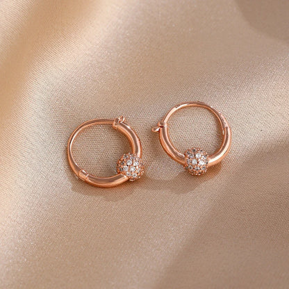 2026 New Fashion Hoop Earrings Set for Women | Ginkgo Leaf Enamel Flower Stud, Cute Crown Heart Zircon Earrings
