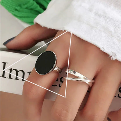 VENTFILLE 925 Sterling Silver Adjustable Rings | Vintage Hip Hop Couples Jewelry