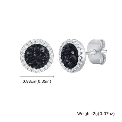 Shattered Zircon Stud Earrings for Men Boys | Hypoallergenic Round Minimalist Jewelry Gift