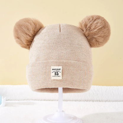 Autumn Winter Baby Warm Knitted Hats With Pom Kids Knit Beanie Hat Solid Color Children Hat For Boys Girls Accessories