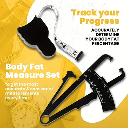 Body fat Caliper and Waist Tape Set | Portable Fitness Measuring Tool