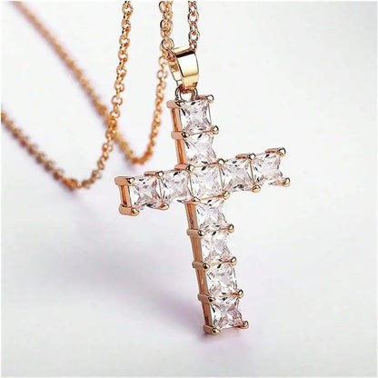 Cross Pendant Necklace for Women | Multi Color Crystal Jesus Pendant Jewelry