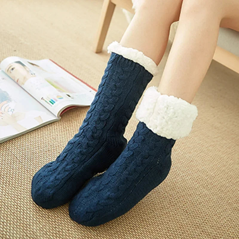 Womens Fuzzy Thermal Sock Plush Grip Hemp Winter Soft Female Home Indoor Warm Bedroom Non slip fluffy Thick Slipper Floor Sock