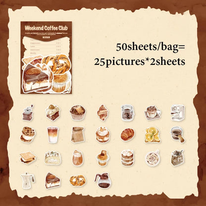 Mr.Paper Sweet Collection Washi Stickers | 50 Watercolor Food & Coffee Stickers for Journaling
