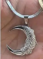 Stainless Steel OX Moon Necklace | Gold Plated Half Moon Blade Pendant