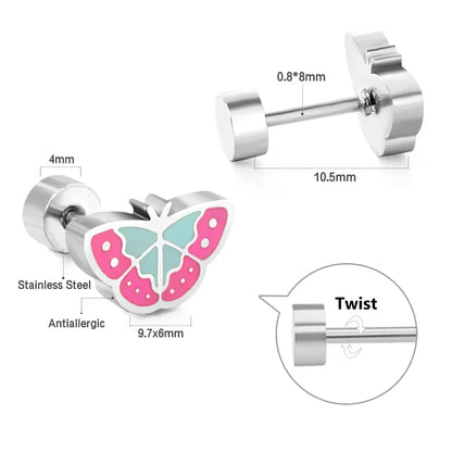 Cute Acrylic Animal Stud Earrings | Surgical Steel Hypoallergenic Earrings for Women and Girls