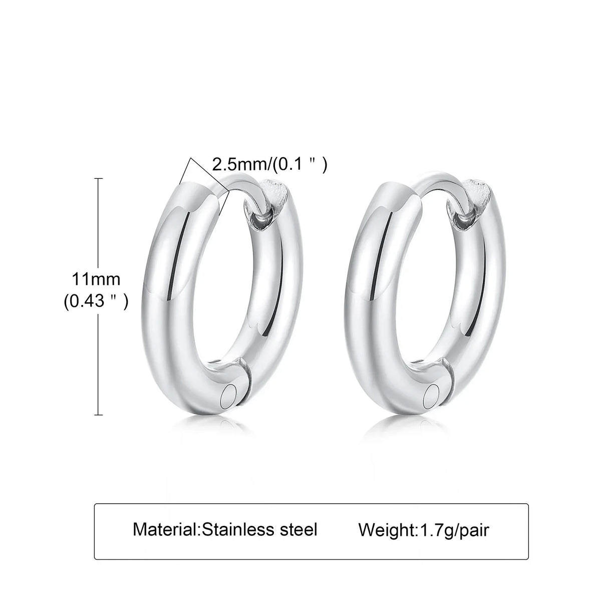 Classic Stainless Steel Hoop Earring for Men Boys | Anti Allergy Metal Huggies Earring
