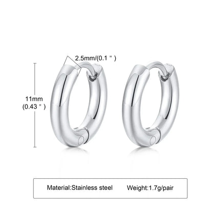 Classic Stainless Steel Hoop Earring for Men Boys | Anti Allergy Metal Huggies Earring