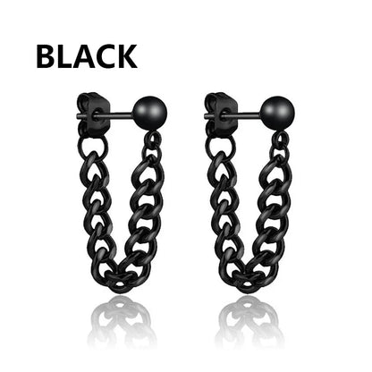 Vintage Punk Stainless Steel Stud Earrings for Men Women | 1 Pair Black Earrings Set