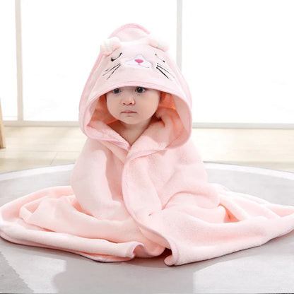 Cartoon Animal Baby Bath Towel | Soft Hooded Toddler Bathrobe for Boys Girls