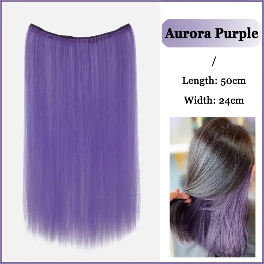 Synthetic Long Straight Clip In Hair Extension | 4 Clips Hidden Hair Piece Wig