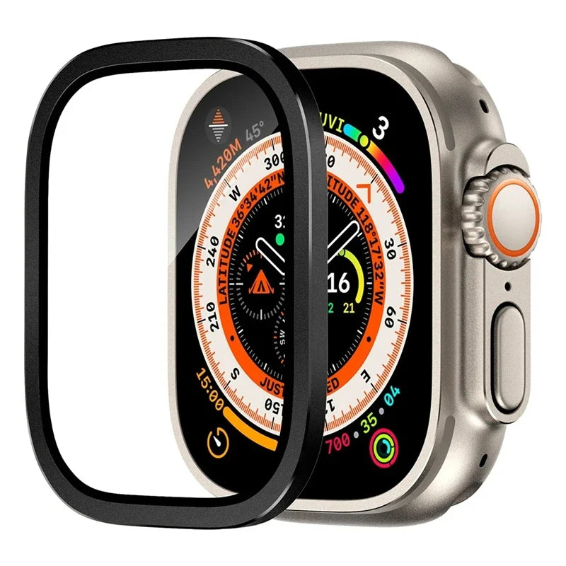 Aluminium Alloy Case+Tempered Glass for Apple Watch Ultra 2 49mm Anti-Scratch Screen Protector for iWatch Ultra 49mm Cover Film
