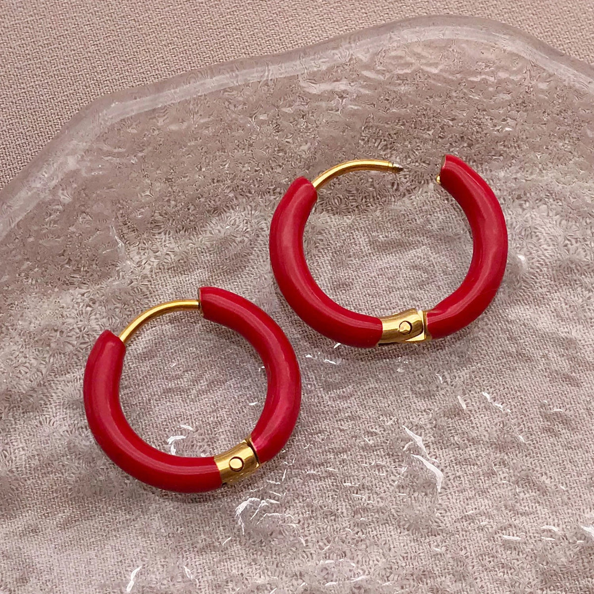 2pcs Candy Color Enamel Hoop Earrings | Sweet Summer Stainless Steel Jewelry