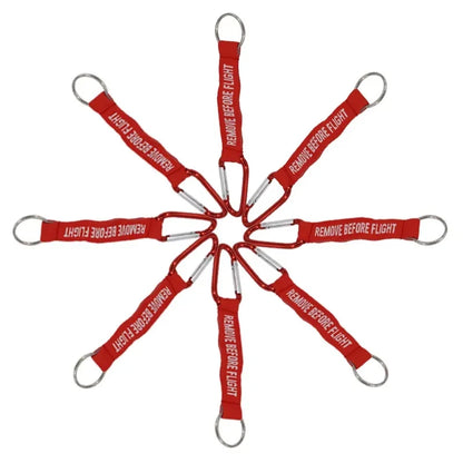 Remove Before Flight Keychain | Red Aviation Tag with Woven Lettering