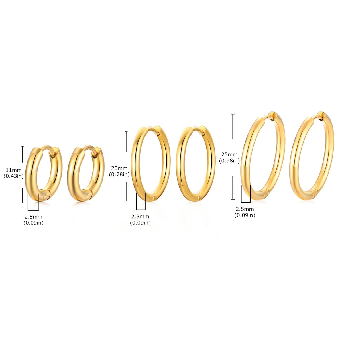 Classic Stainless Steel Hoop Earring for Men Boys | Anti Allergy Metal Huggies Earring