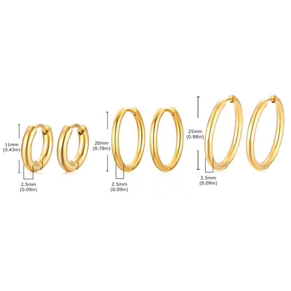 Classic Stainless Steel Hoop Earring for Men Boys | Anti Allergy Metal Huggies Earring